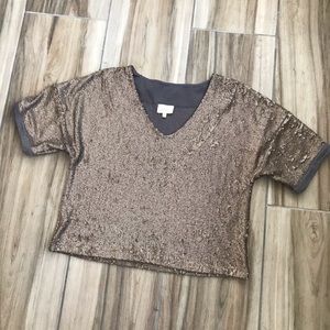 Cute gold sequin Anthropologie Top